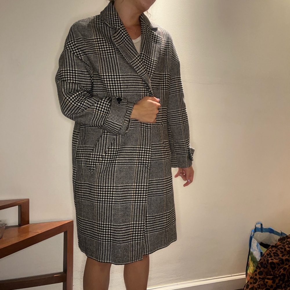 zara paris houndstooth coat